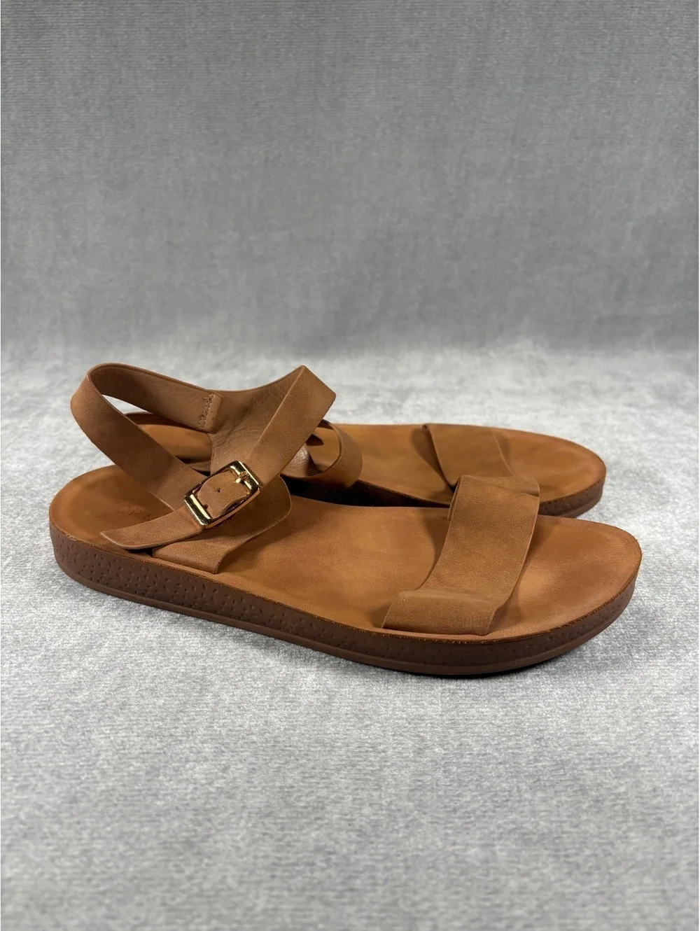 Top Moda Tan Platform Sandals Women's Size 6.5 Strappy Buckle Flatform Slingback